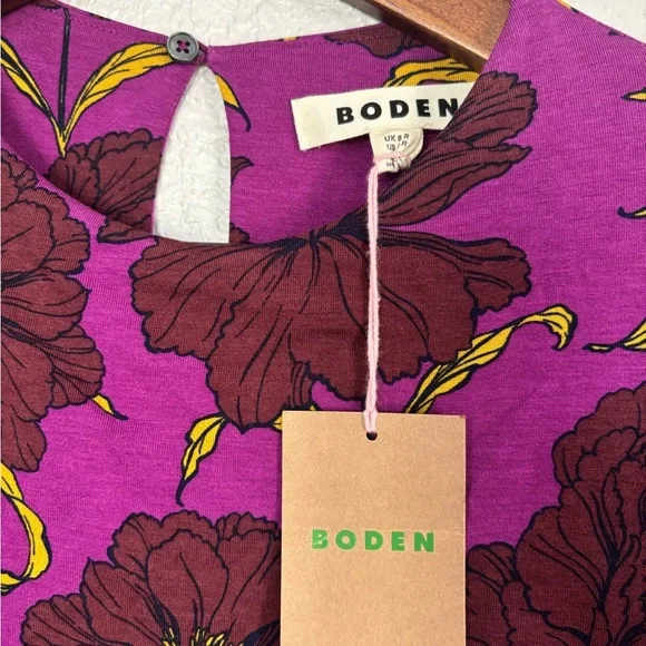 Boden Purple Ruched Jersey Midi Dress in
Regal Purple, Peony Bloom - Picture 8 of 12